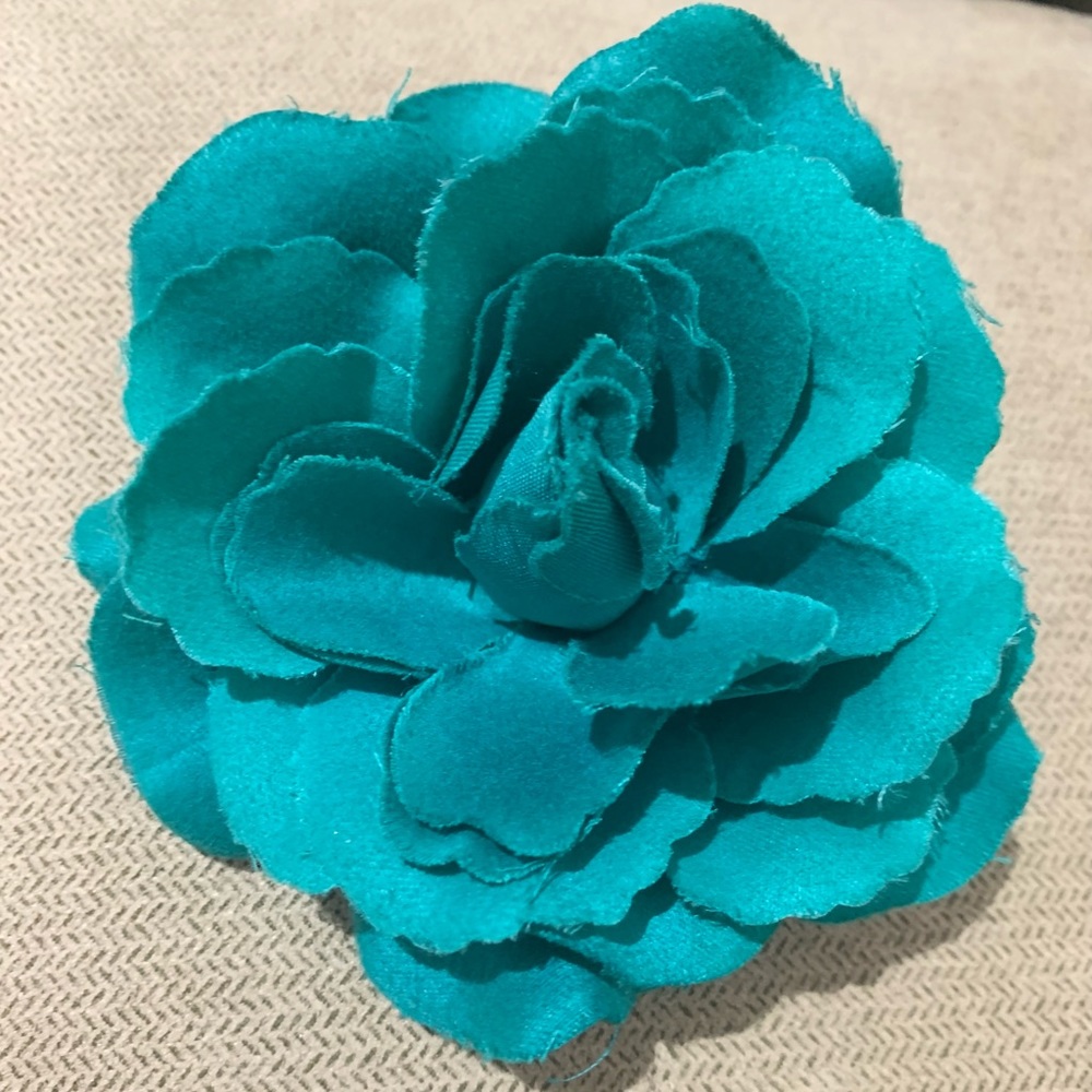 Teal Flower pin brooch and hair clip